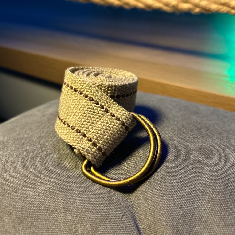 Hollister Tan Canvas Belt with Gold Buckle